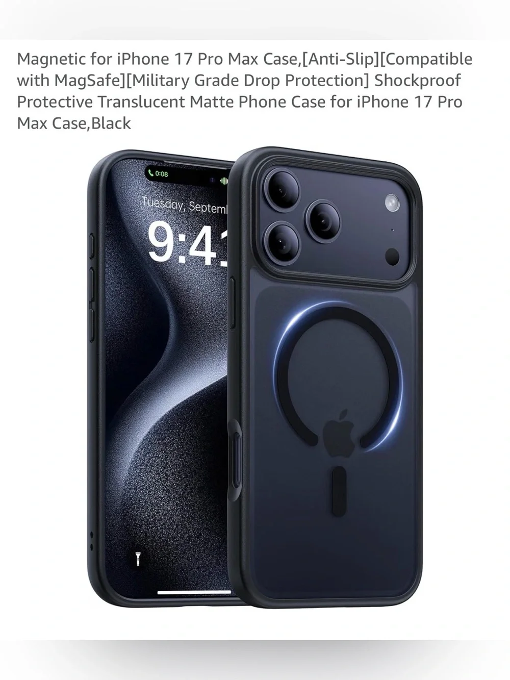 MagSafe-Compatible Shockproof Phone Case translucent iPhone 17 Pro Max - Black